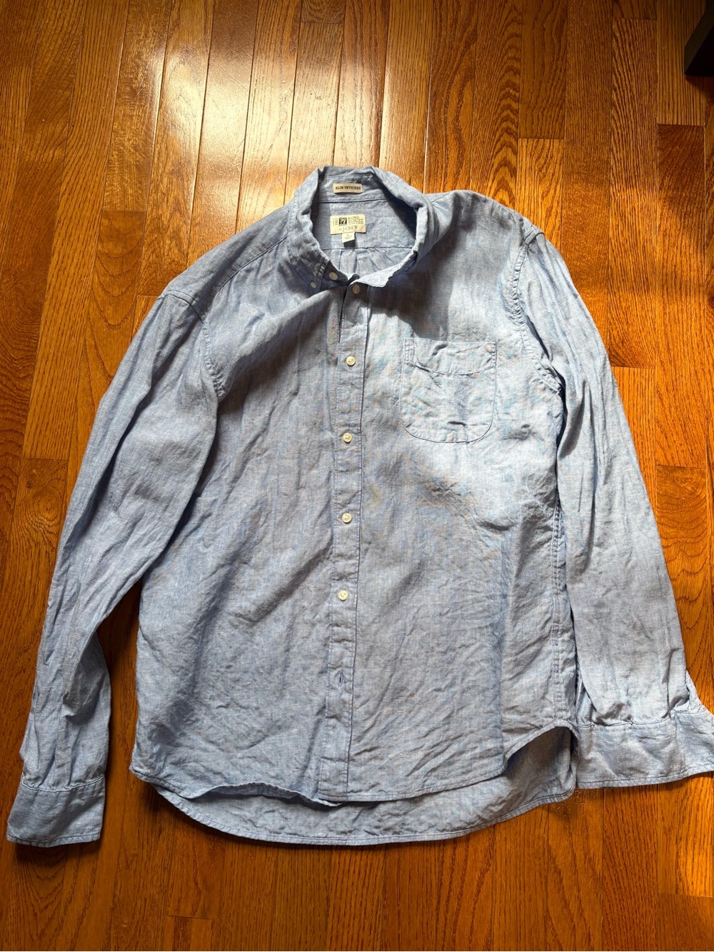 J. Crew Men’s Light Blue Button-Down 100% Baird McNutt Irish Linen Shirt Slim